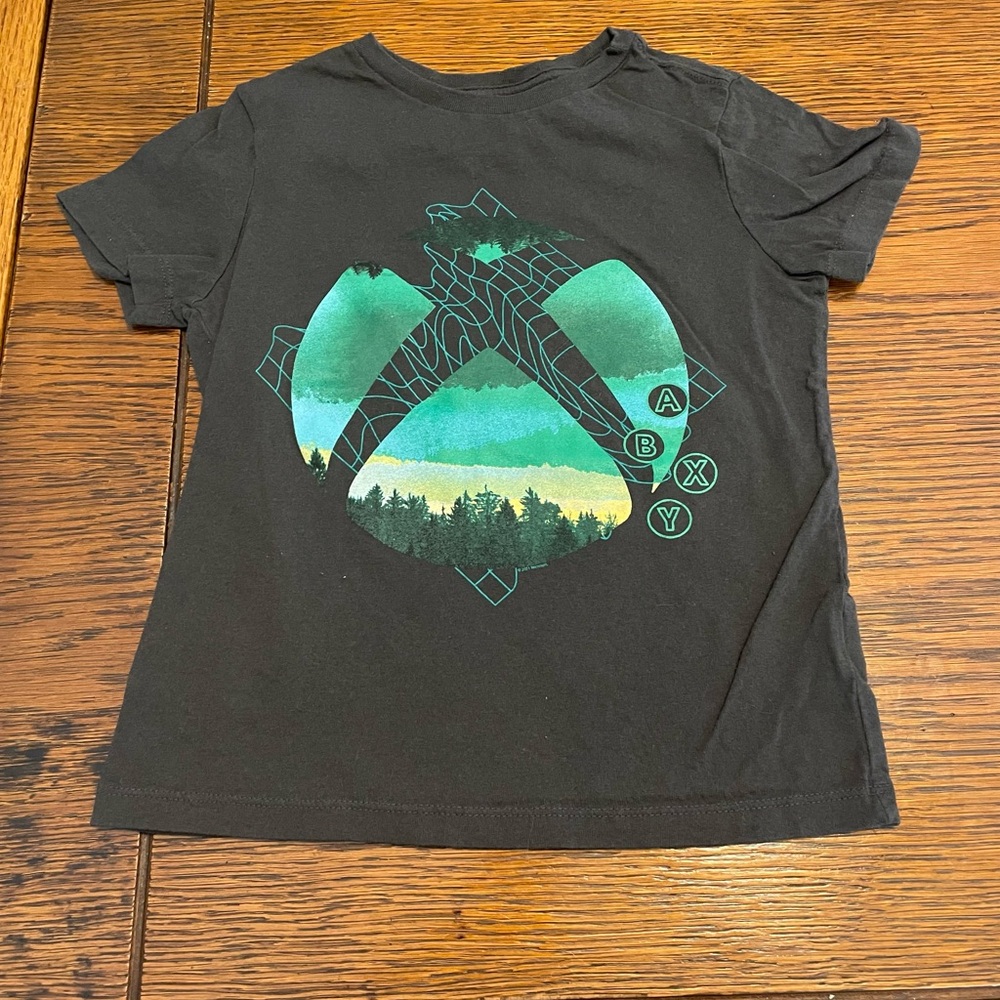Old Navy Black Tee with Green Mountain Graphic